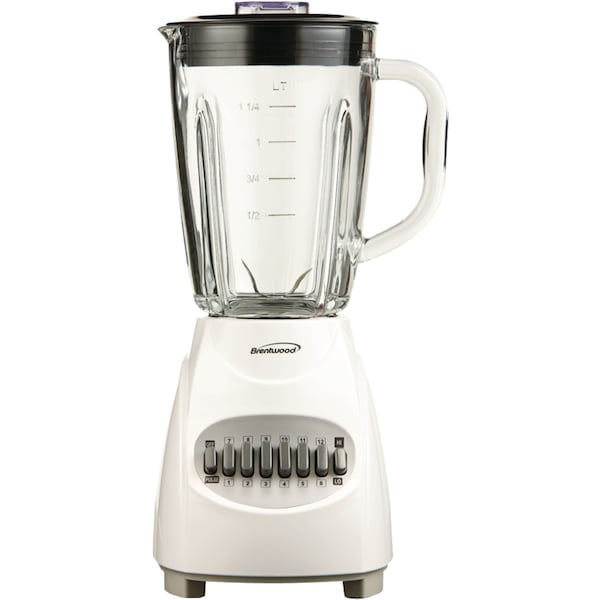 Brentwood Appliances Electric 42oz. 12-Speed Pulse Blender with Glass Jar (White) JB-920W